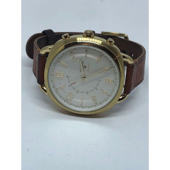 Fossil Q FTW1201 Womens Brown Leather Analog Silver Dial Hybrid Smartwatch CM268 - Picture 5 of 9